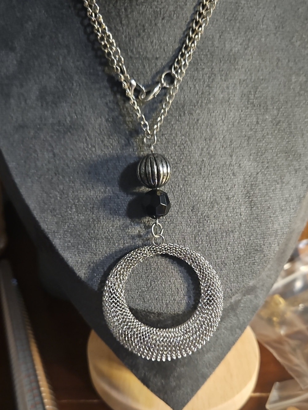 Silver-Tone Textured Open Circle Pendant Necklace - Women's Jewelry